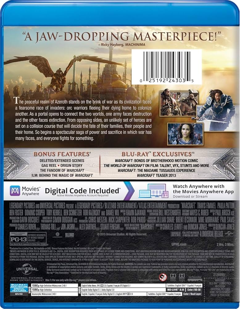Amazon.com: Warcraft [Blu-ray] : Travis Fimmel, Paula Patton